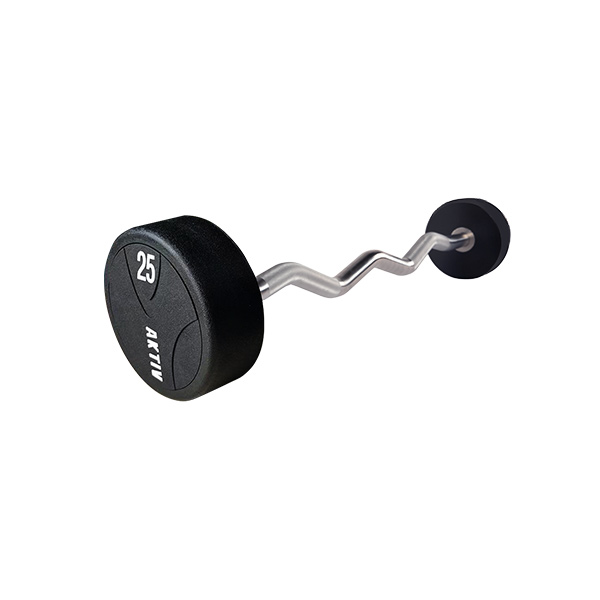 Solid Steel Rubber Curl Barbells